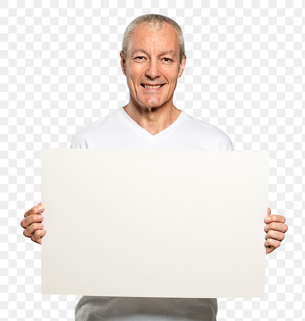 Sign board png mockup with happy man