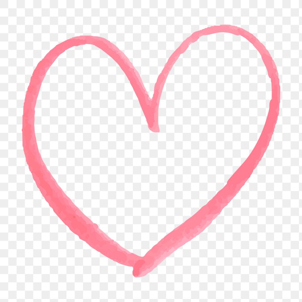 Heart doodle png sticker, pink Valentine's, transparent background
