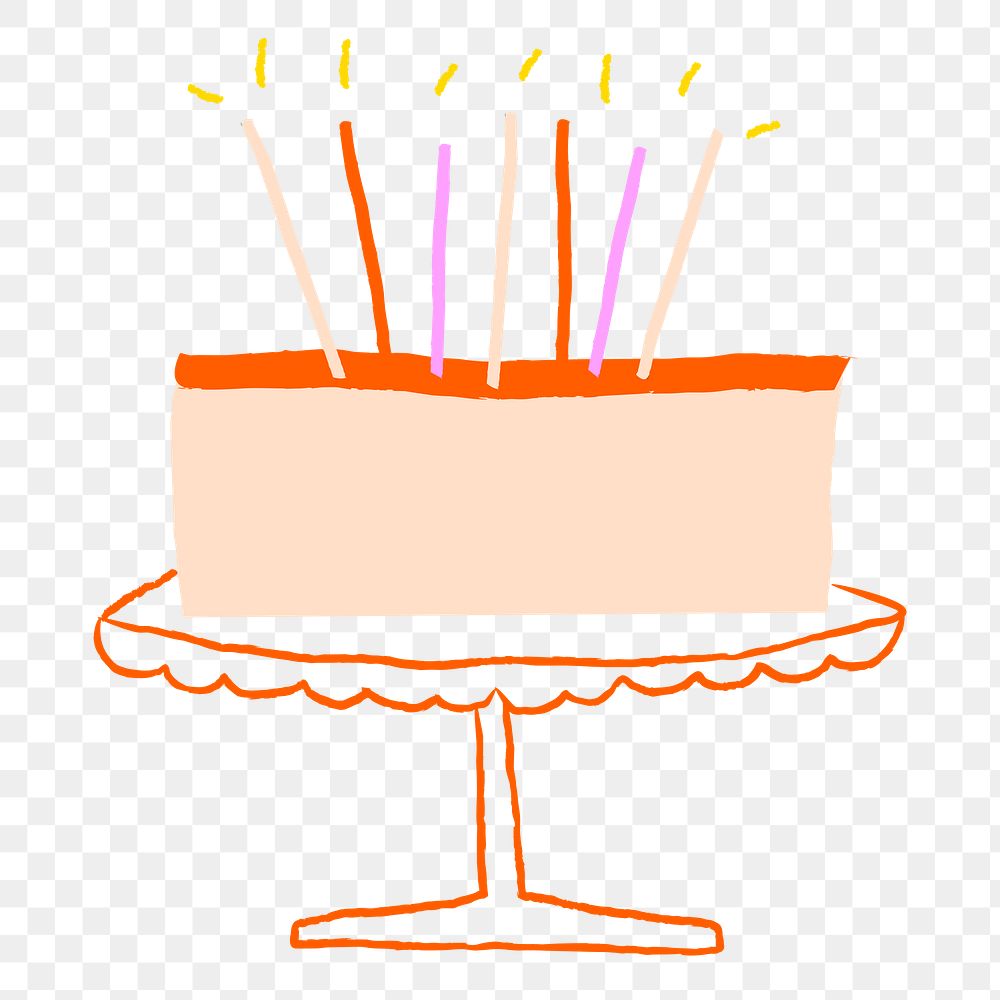 Birthday cake png doodle sticker, transparent background