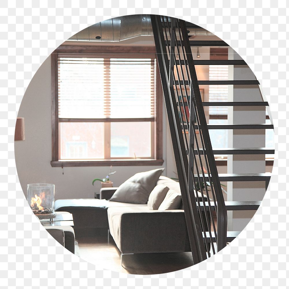 Loft style apartment png badge, transparent background