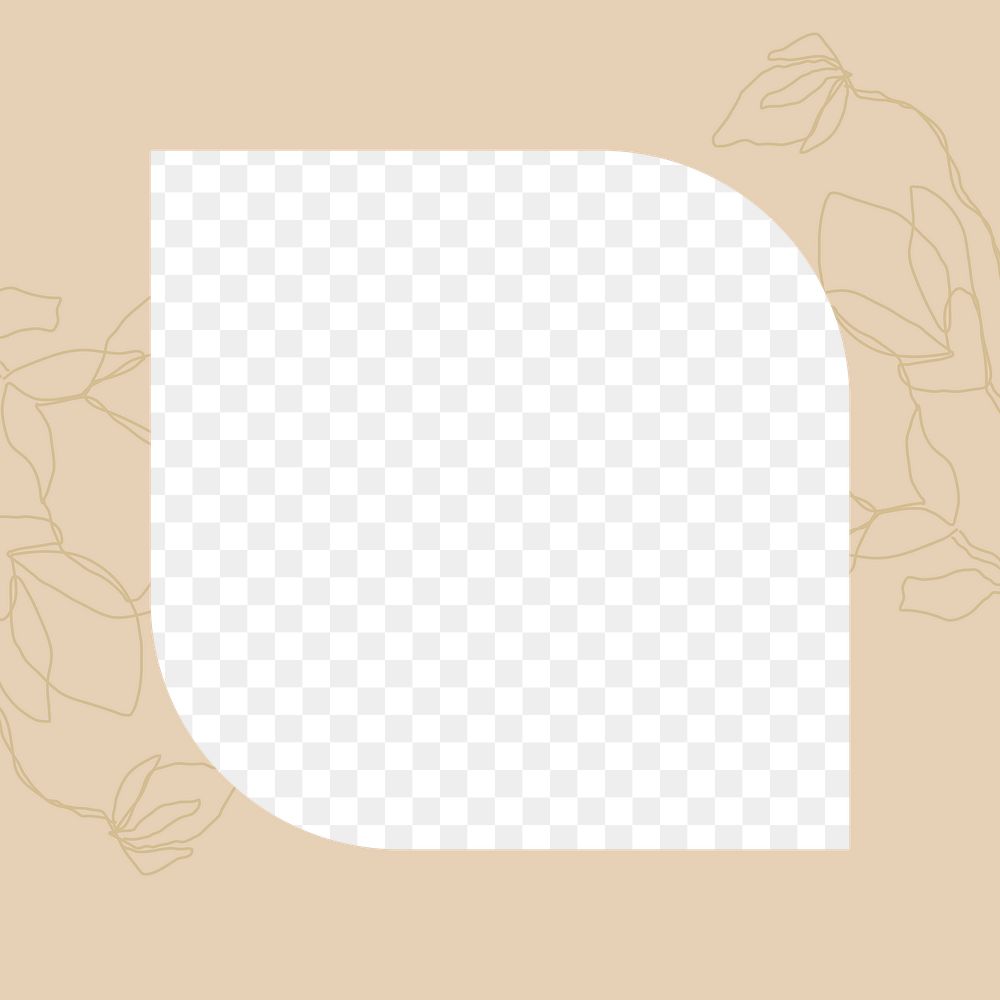 Beige floral png frame, transparent design space