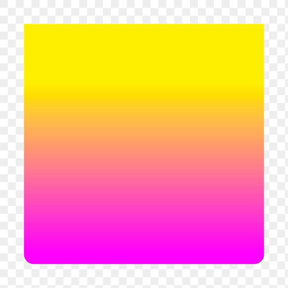 Png gradient square shape sticker, colorful design, transparent background