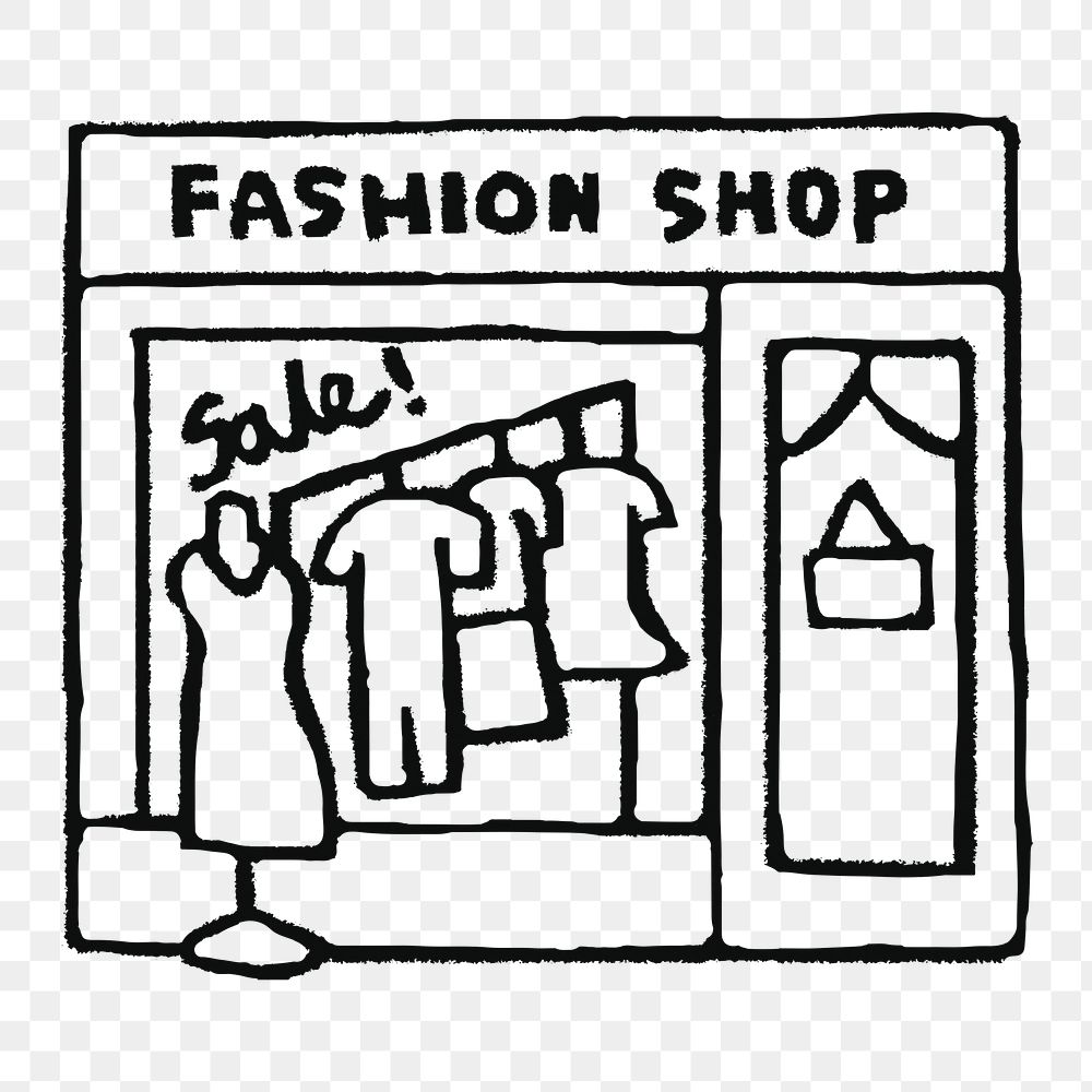 Fashion shop png sticker, doodle, transparent background