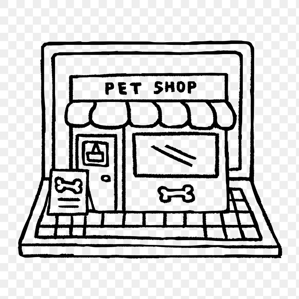 Png online pet shop sticker, doodle, transparent background
