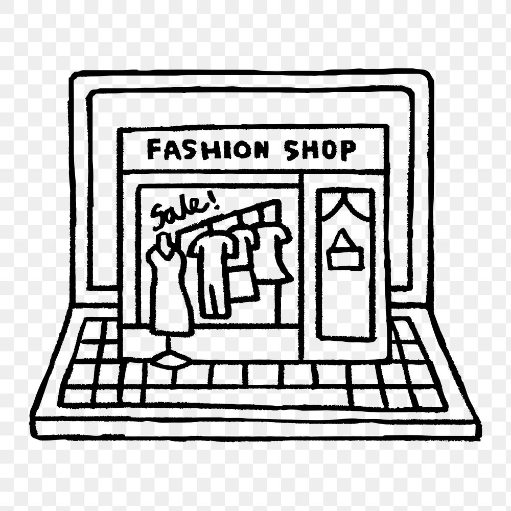 Png online fashion shop sticker, doodle, transparent background