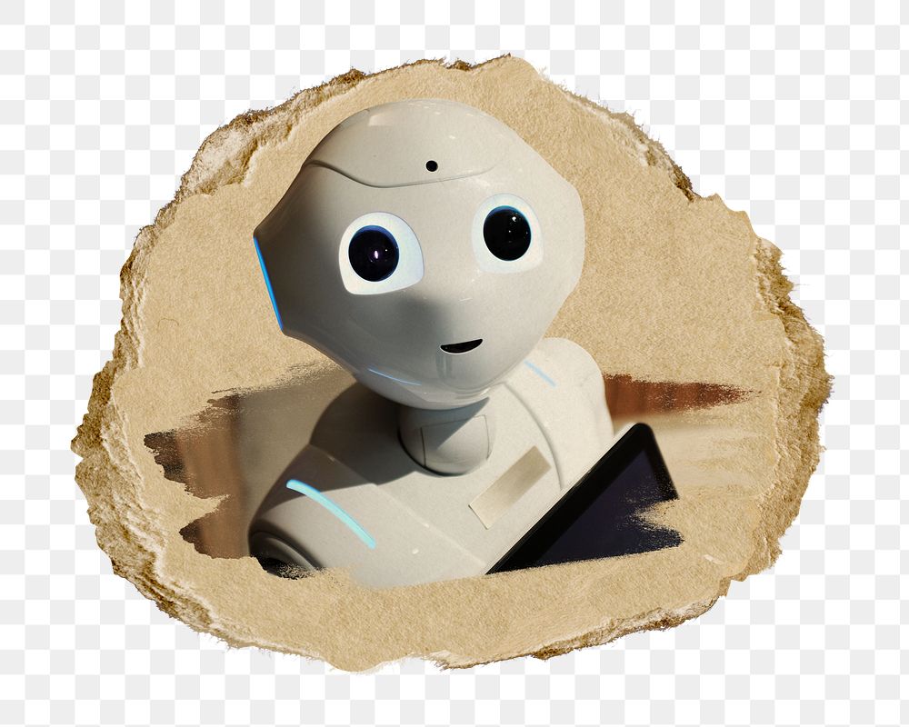 PNG Robot character, collage element, transparent background
