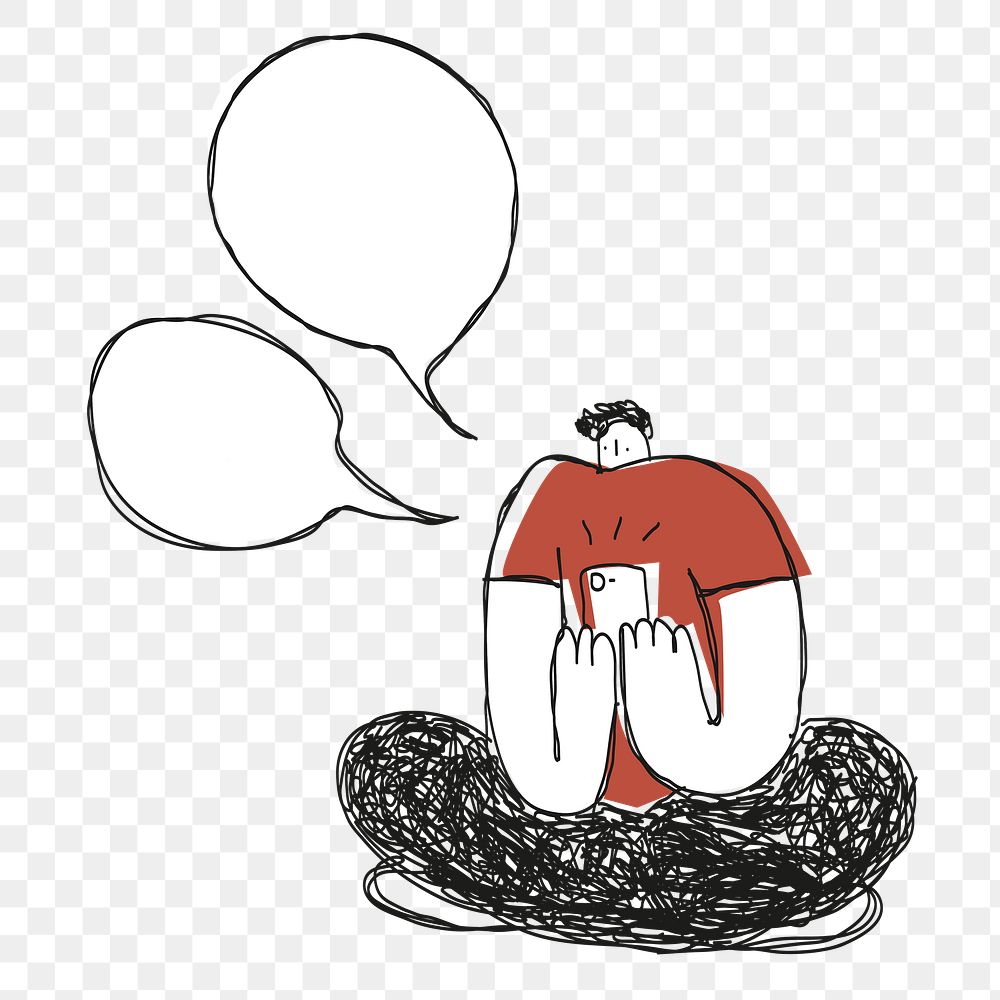 man on phone clipart transparent png wearing red shirt