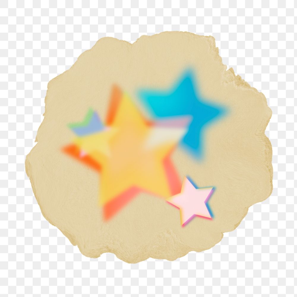 Aesthetic stars png sticker, ripped paper, transparent background