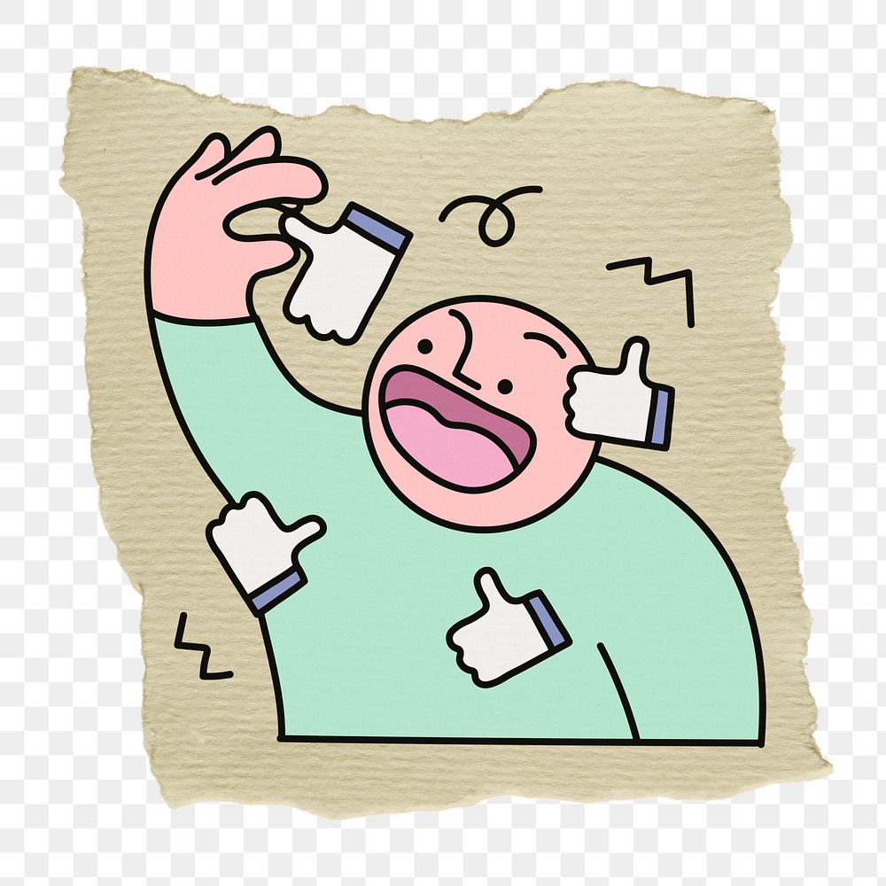 Man eating likes png sticker, transparent background