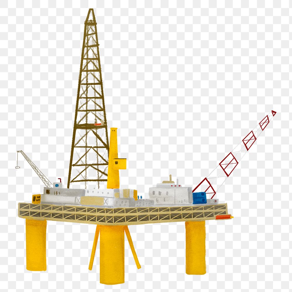 Offshore oil rig png sticker, transparent background
