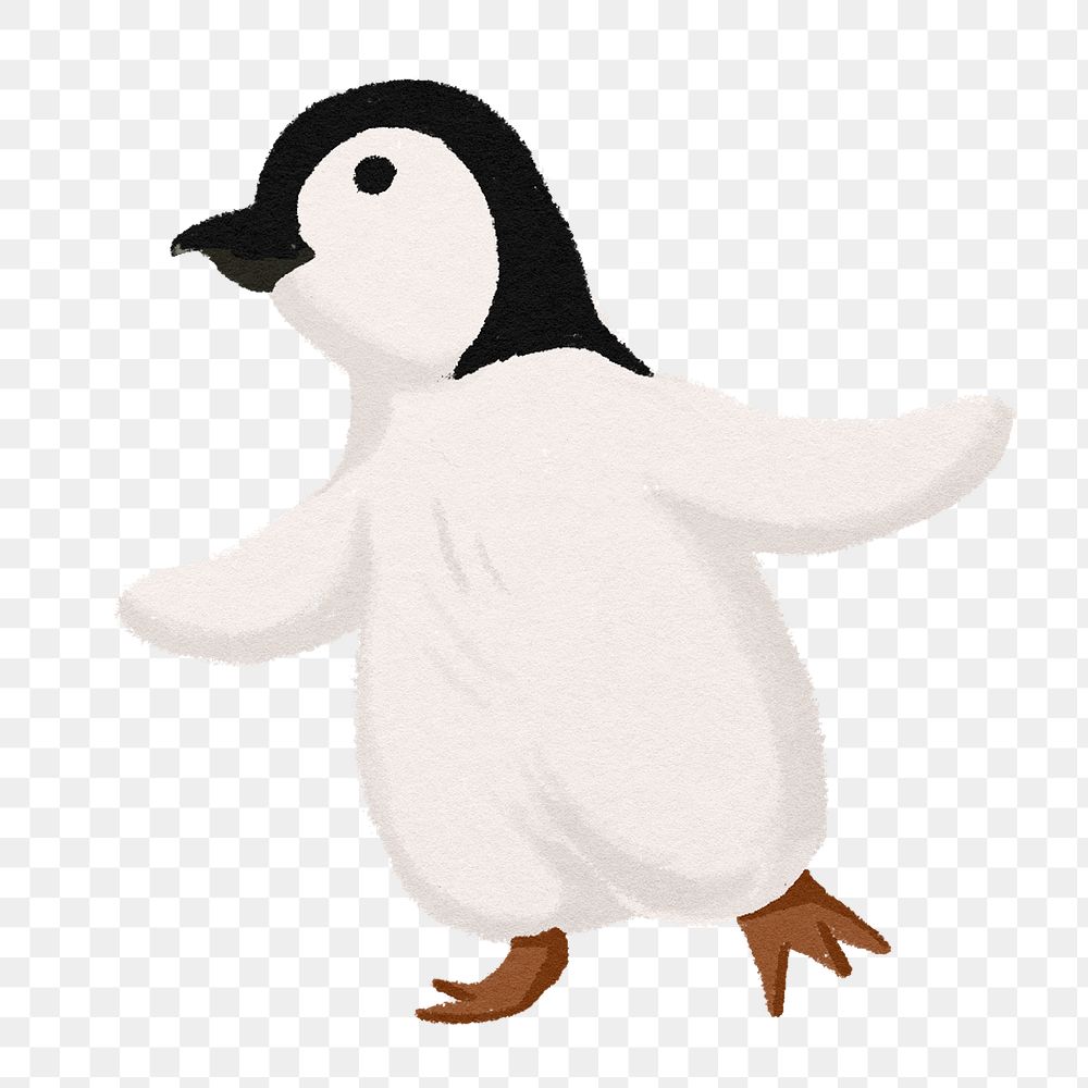 Baby penguin png sticker, watercolor animal illustration, transparent background