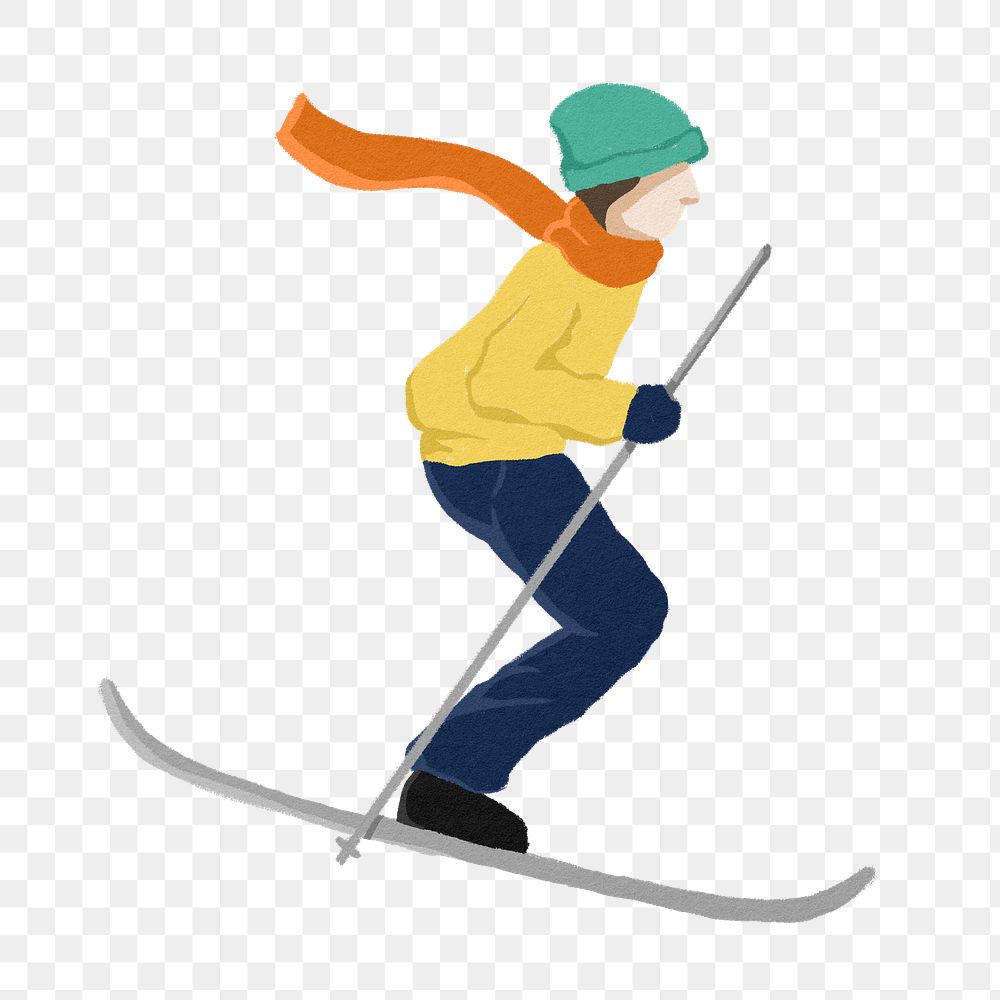 Skiing man png sticker, transparent background