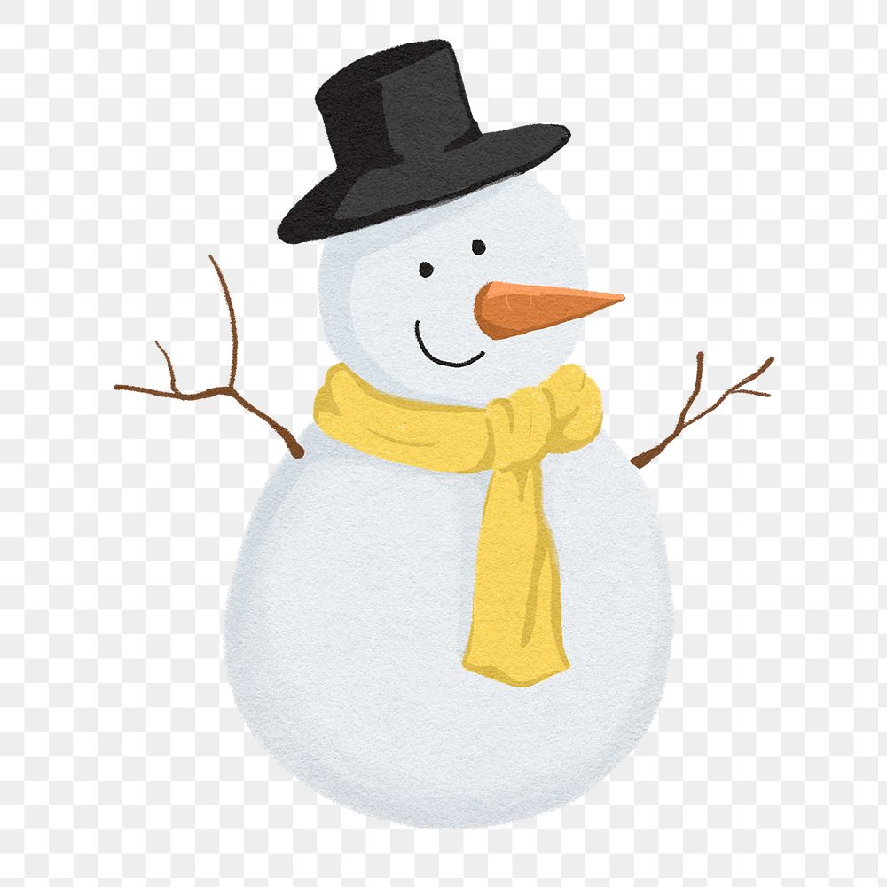 Cute snowman png sticker, transparent background