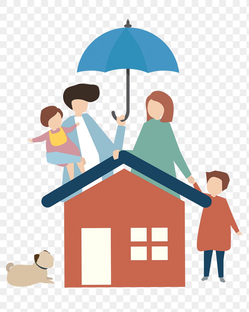 Home insurance png sticker, family, transparent background