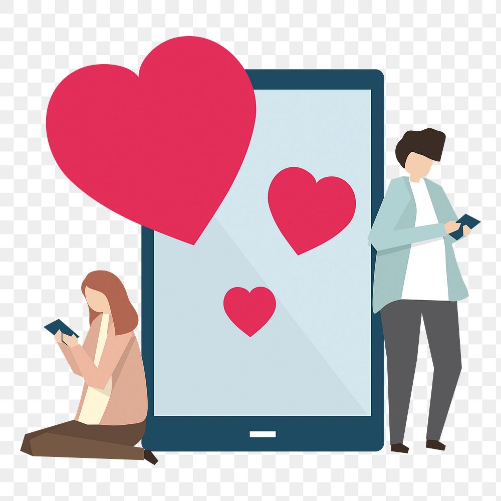 Online dating png sticker, romantic, transparent background