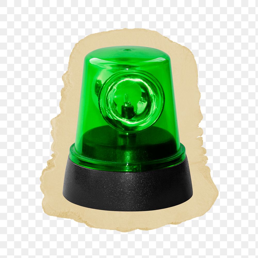 Green siren png light sticker, ripped paper, transparent background