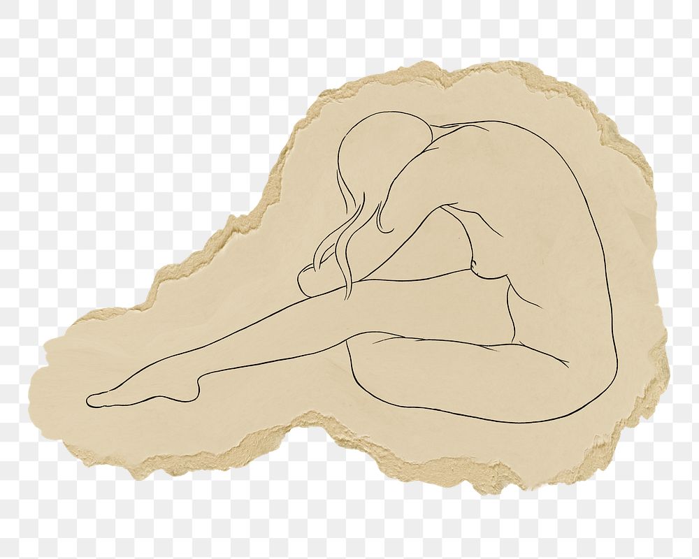 Nude woman png sticker, ripped paper, transparent background