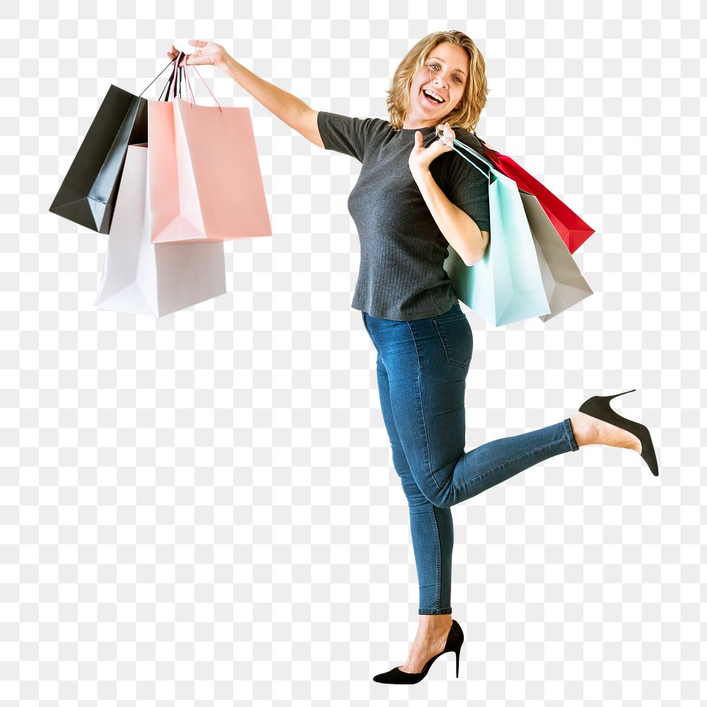 Png Business woman shopping sticker, transparent background