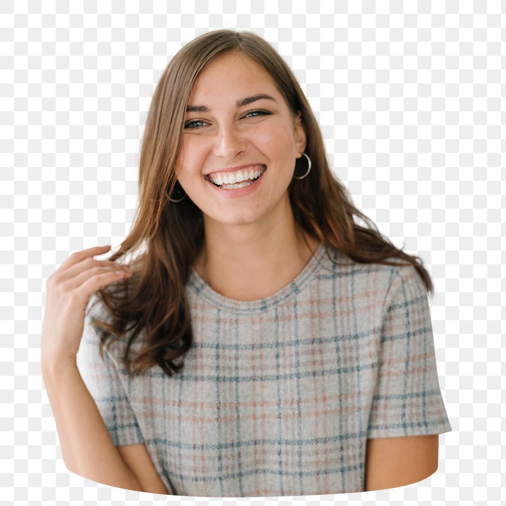 Smiling woman png sticker, transparent background