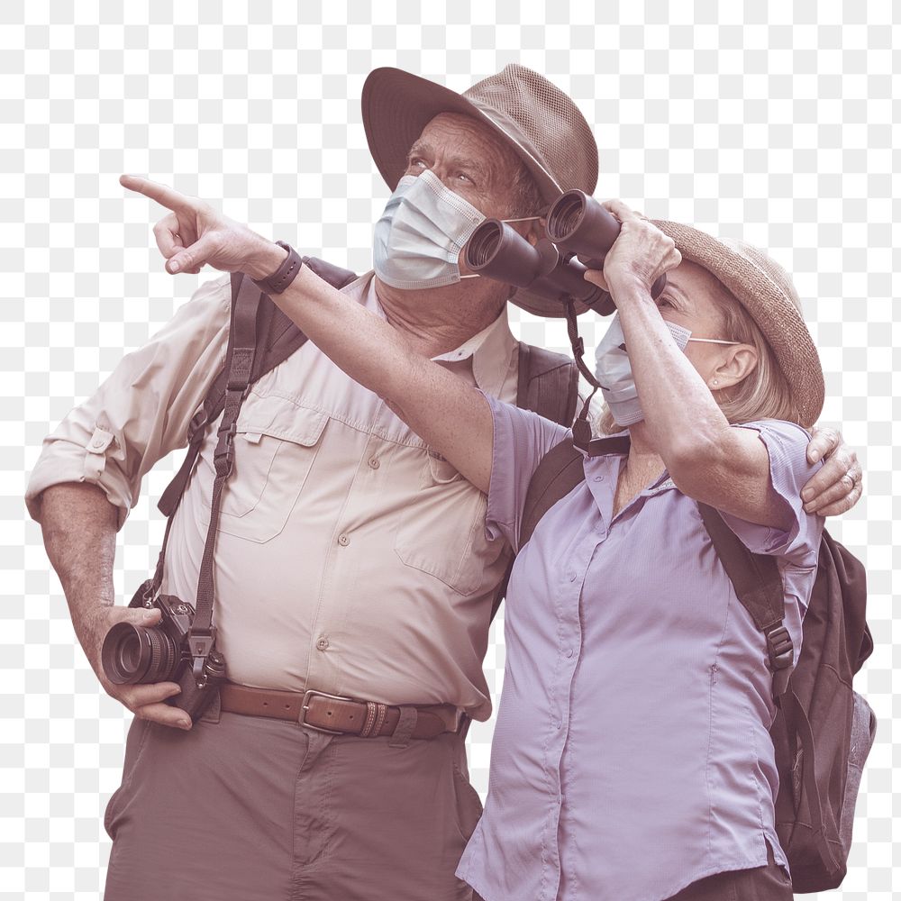 Png senior couple mockup ready for an adventure