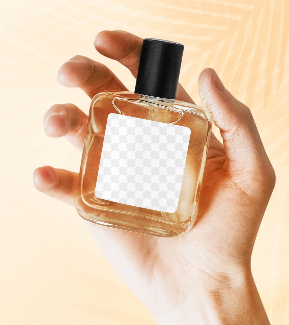 Perfume bottle mockup, png transparent