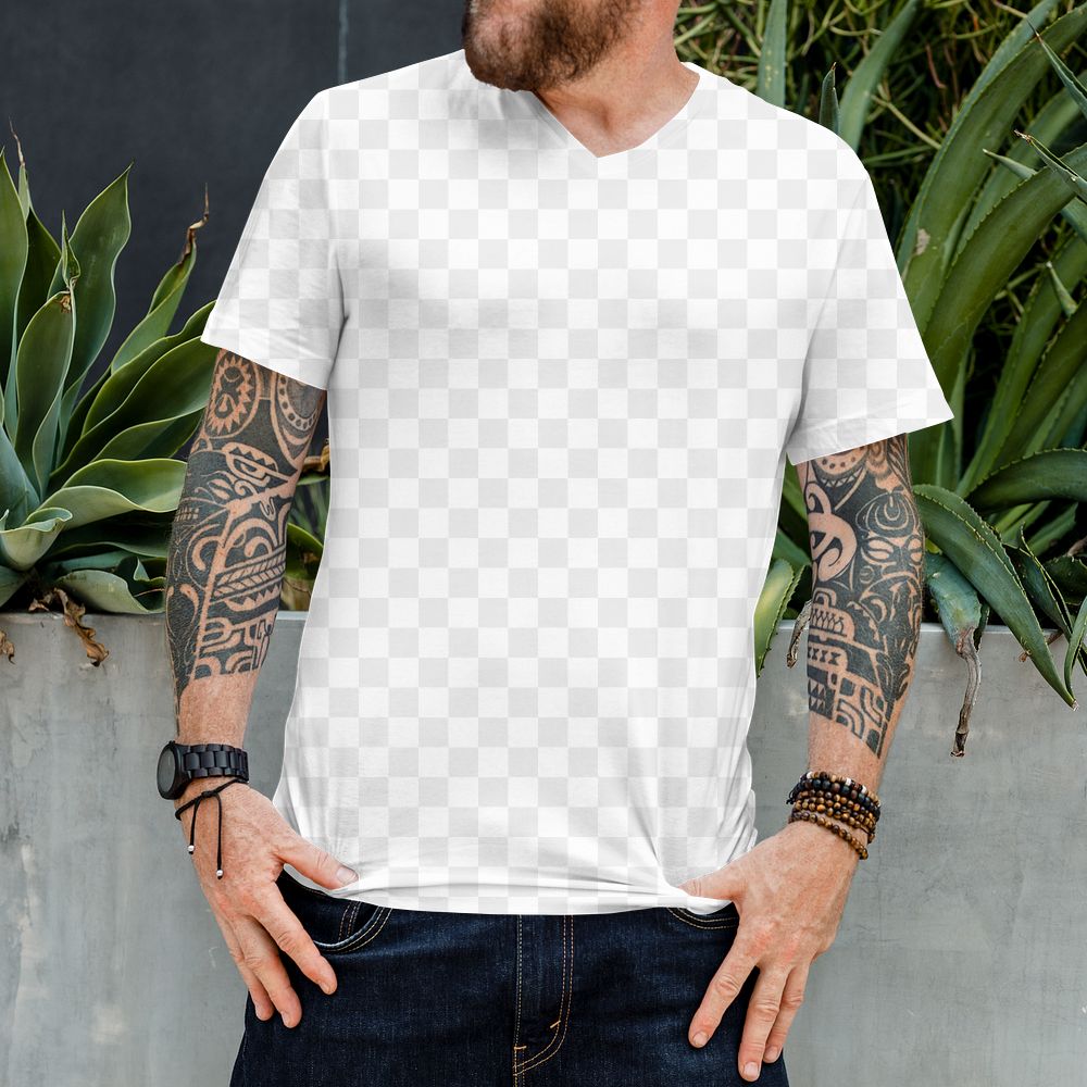 T-shirt png mockup, men's fashion, transparent design
