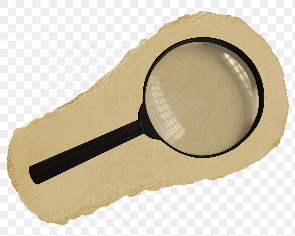 Magnifying glass png sticker, ripped paper on transparent background 