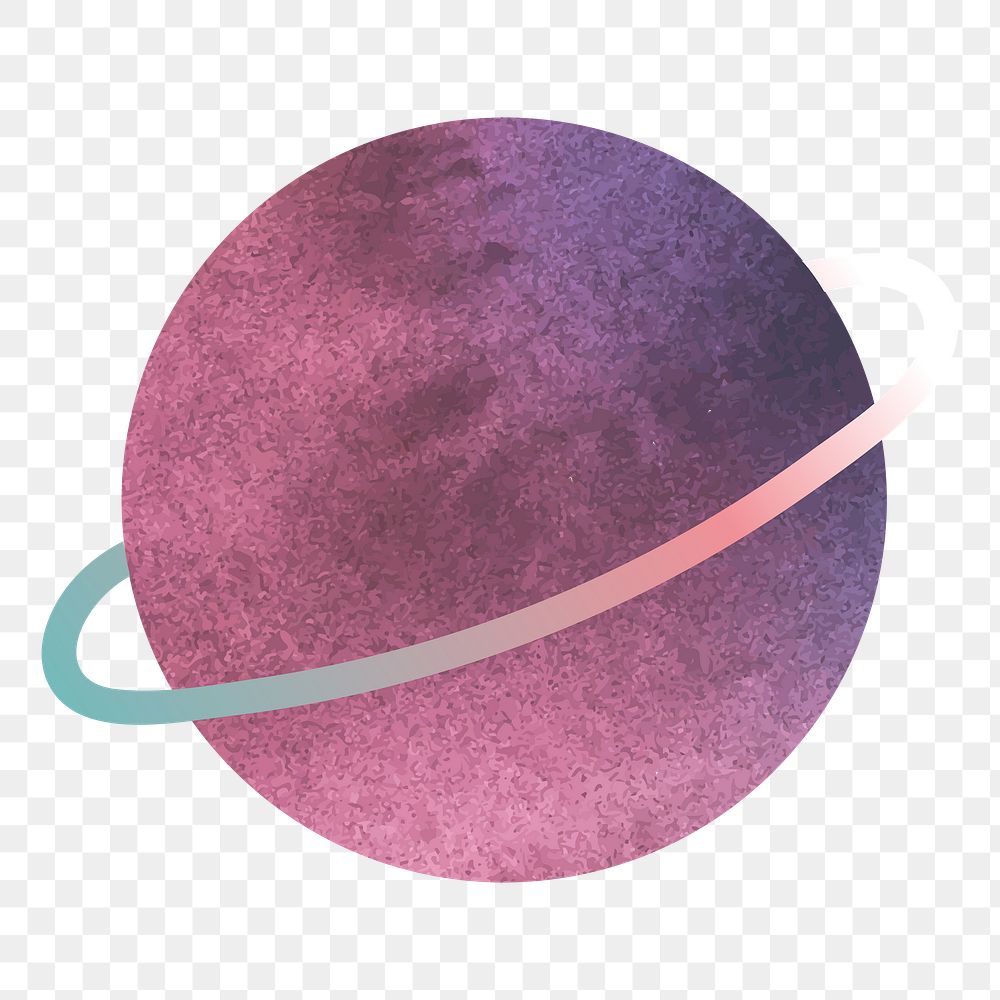 Saturn png sticker, purple design, transparent background