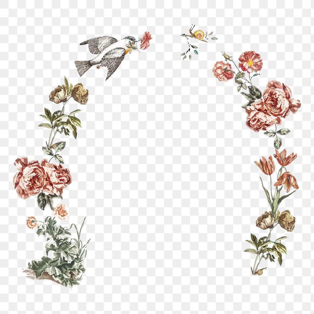 Floral border png sticker, botanical aesthetic design, transparent background