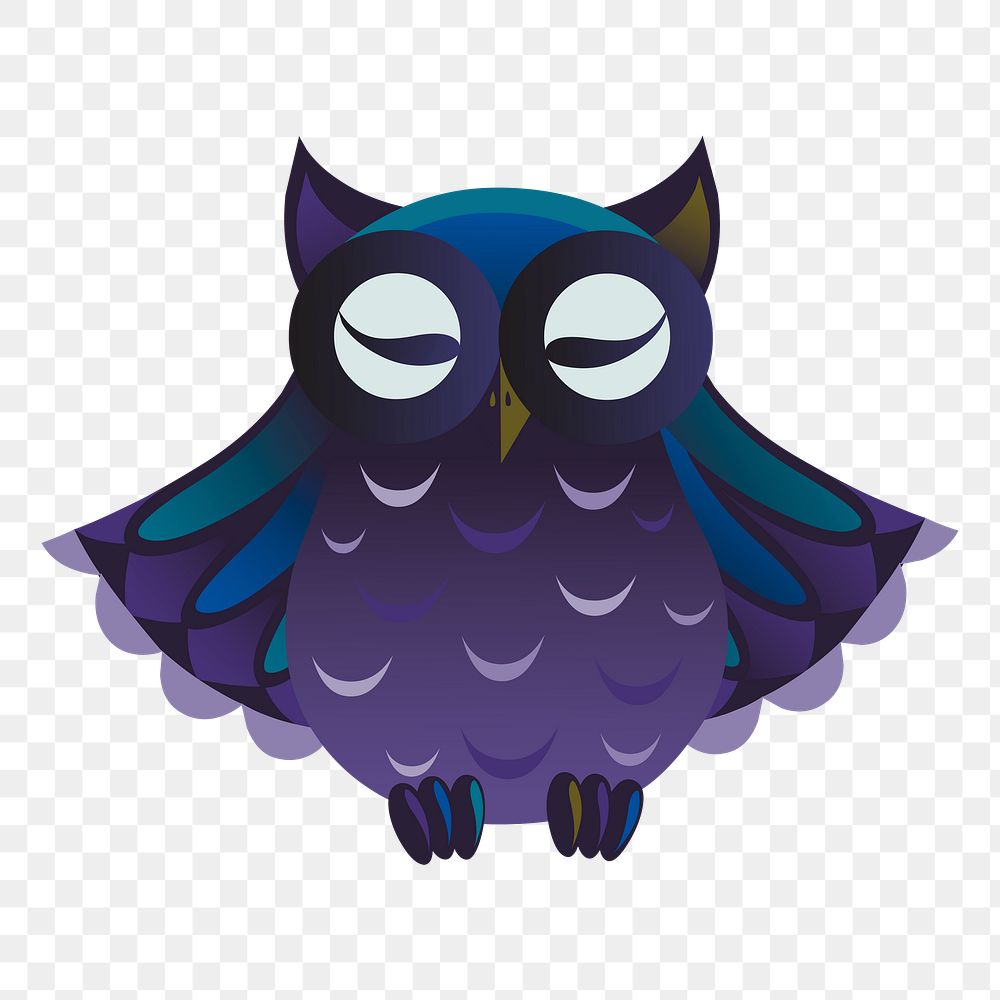 PNG sleeping owl, animal sticker, Glitch game illustration, transparent background. Free public domain CC0 image.