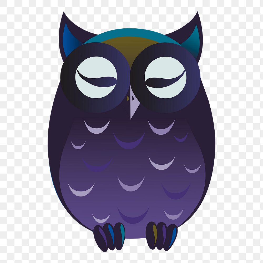 PNG sleeping owl, animal sticker, Glitch game illustration, transparent background. Free public domain CC0 image.