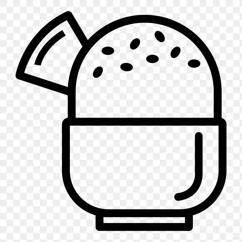 Sundae png food sticker, line art element, transparent background