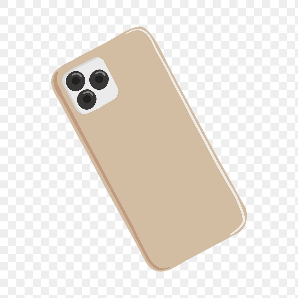 Png cute beige phone sticker, digital device, transparent background