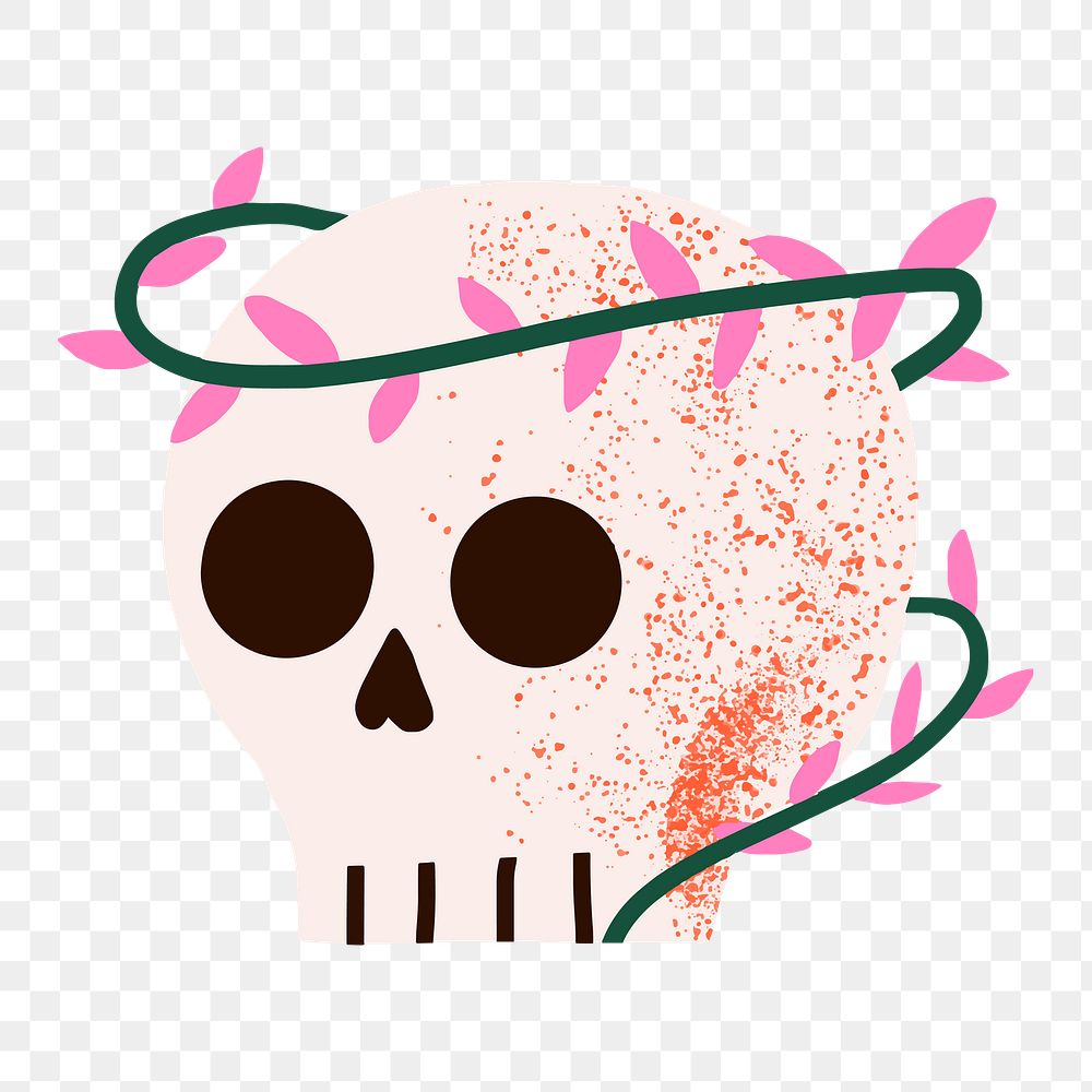 Cute skull png sticker, Halloween design, transparent background