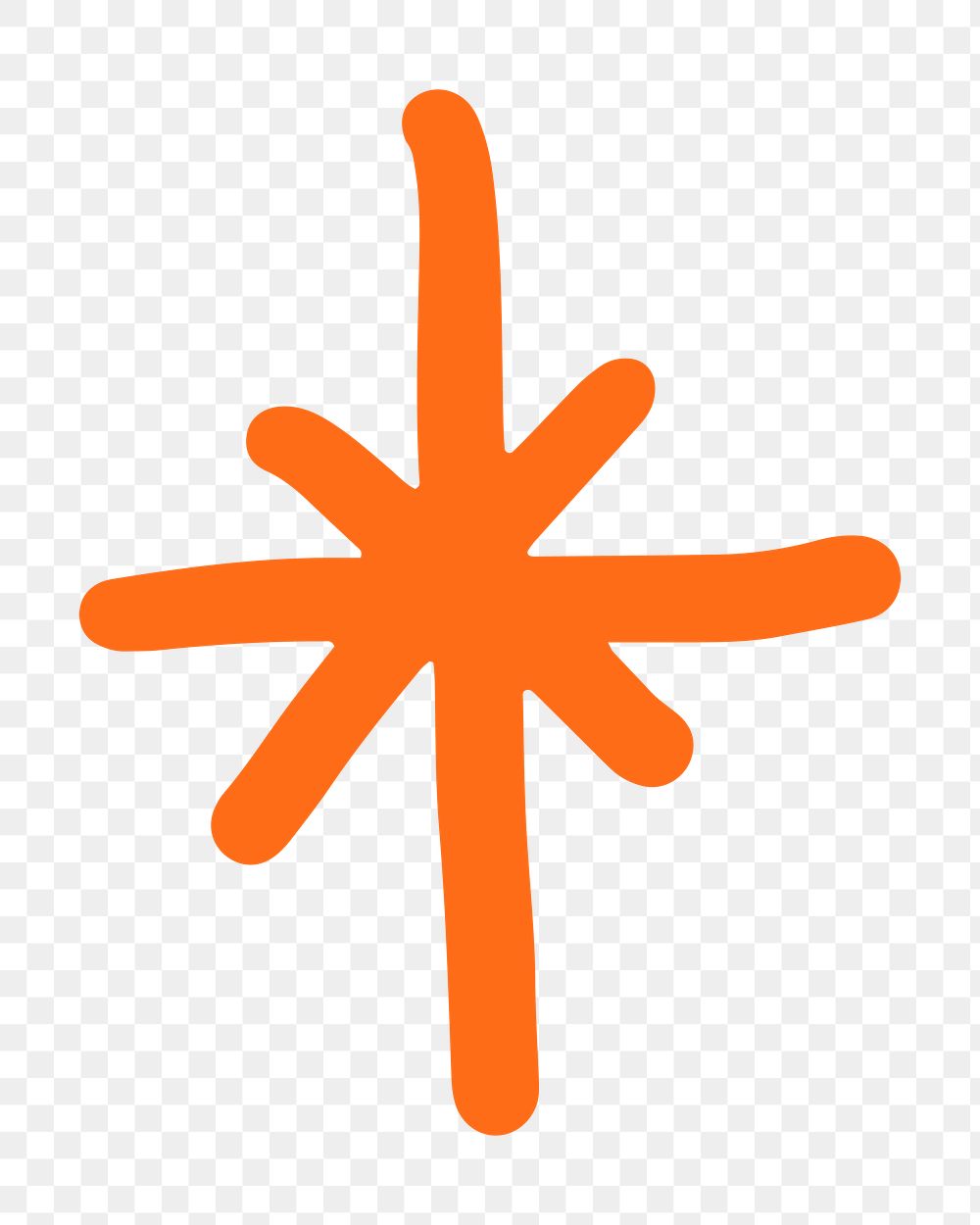 Sparkle doodle png sticker, orange design, transparent background