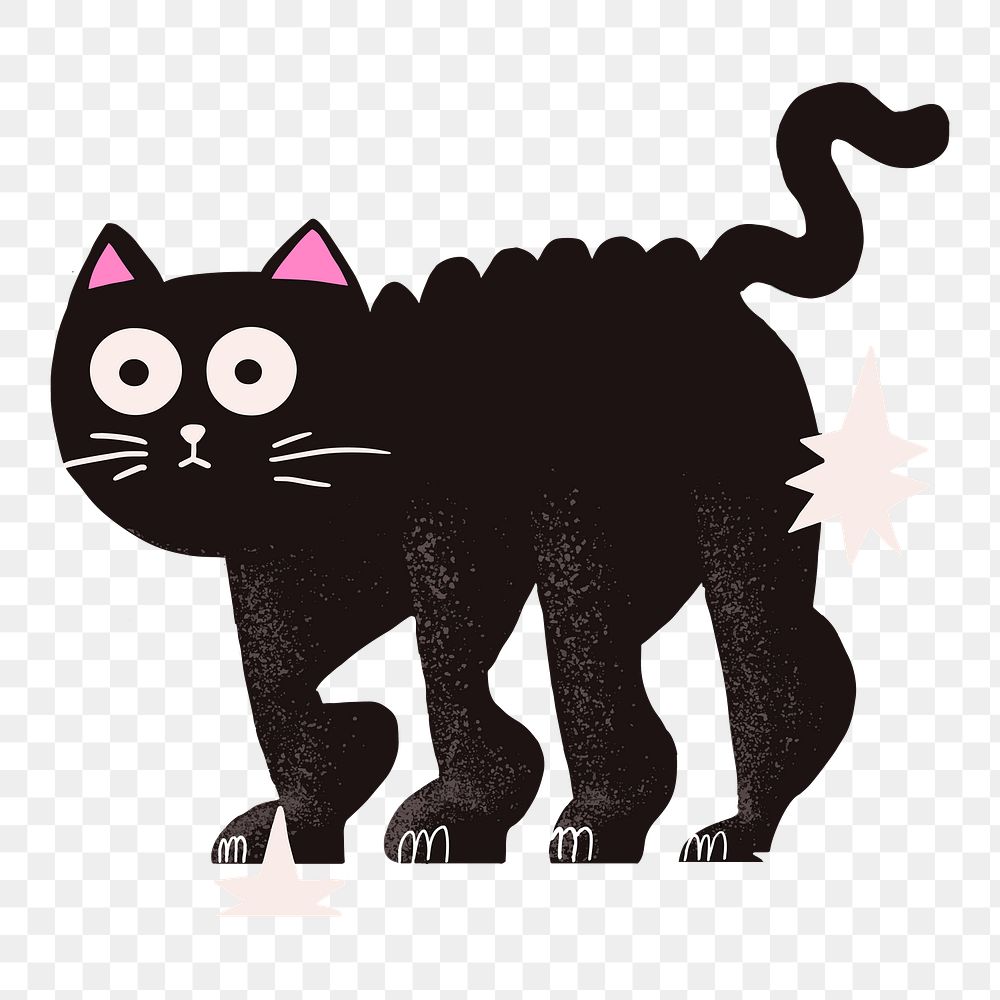 Spooked cat png sticker, Halloween design, transparent background