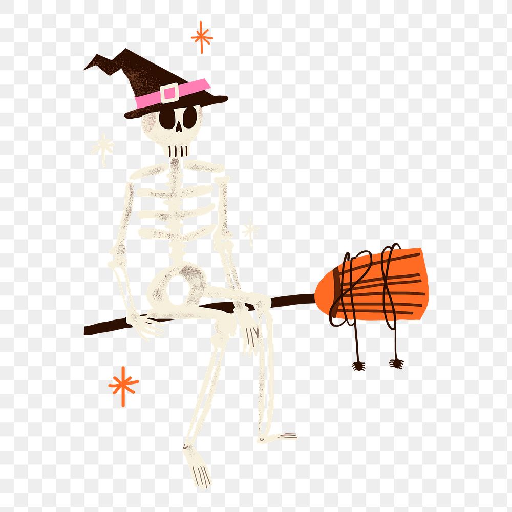 Halloween skeleton png sticker, Halloween design, transparent background