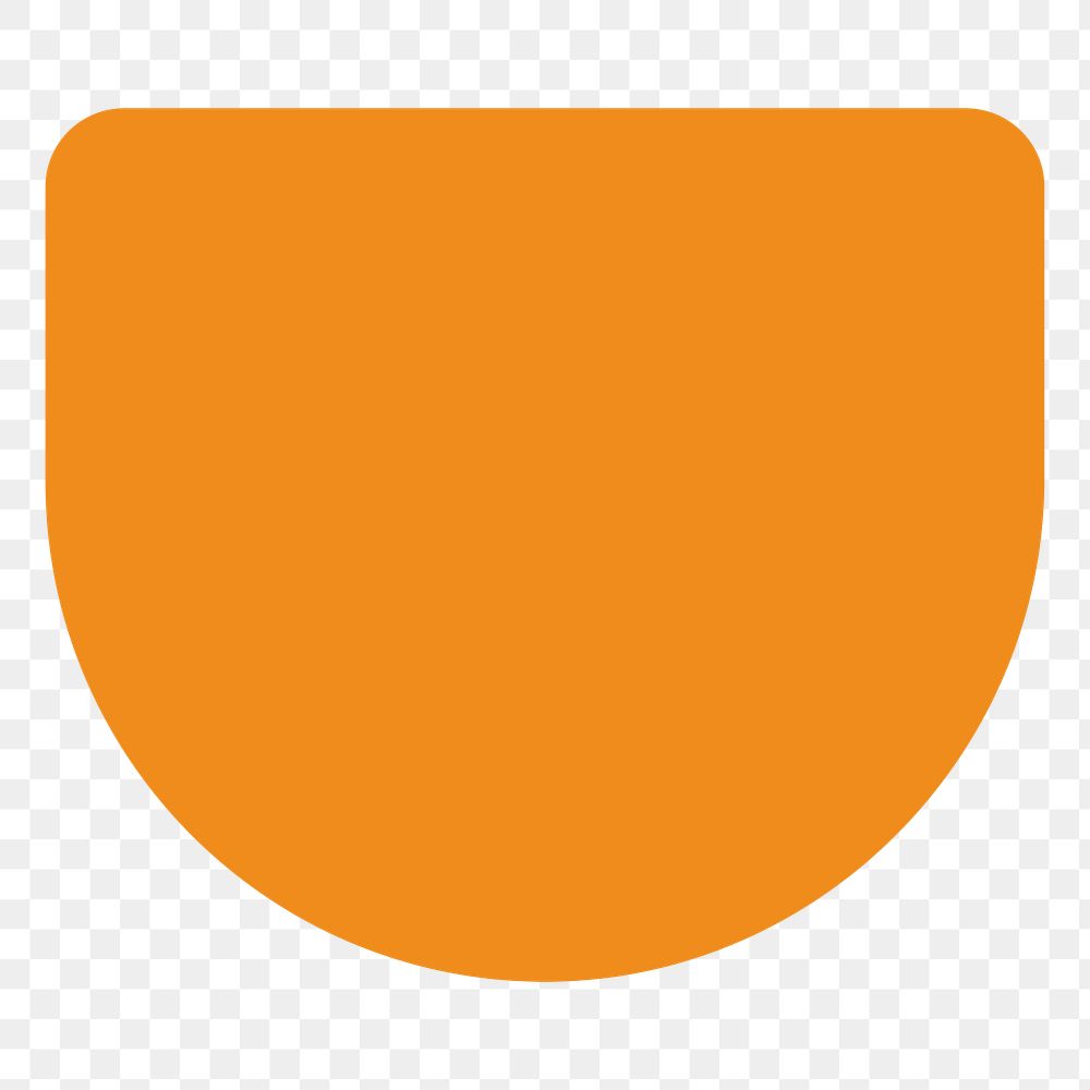PNG orange semicircle badge sticker, collage element on transparent background