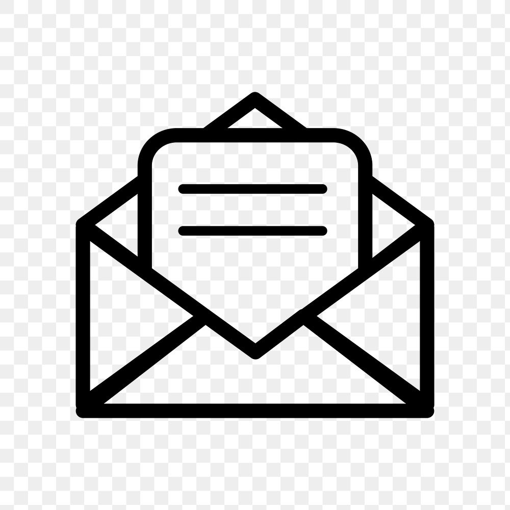 Mail png icon sticker, black design, transparent background