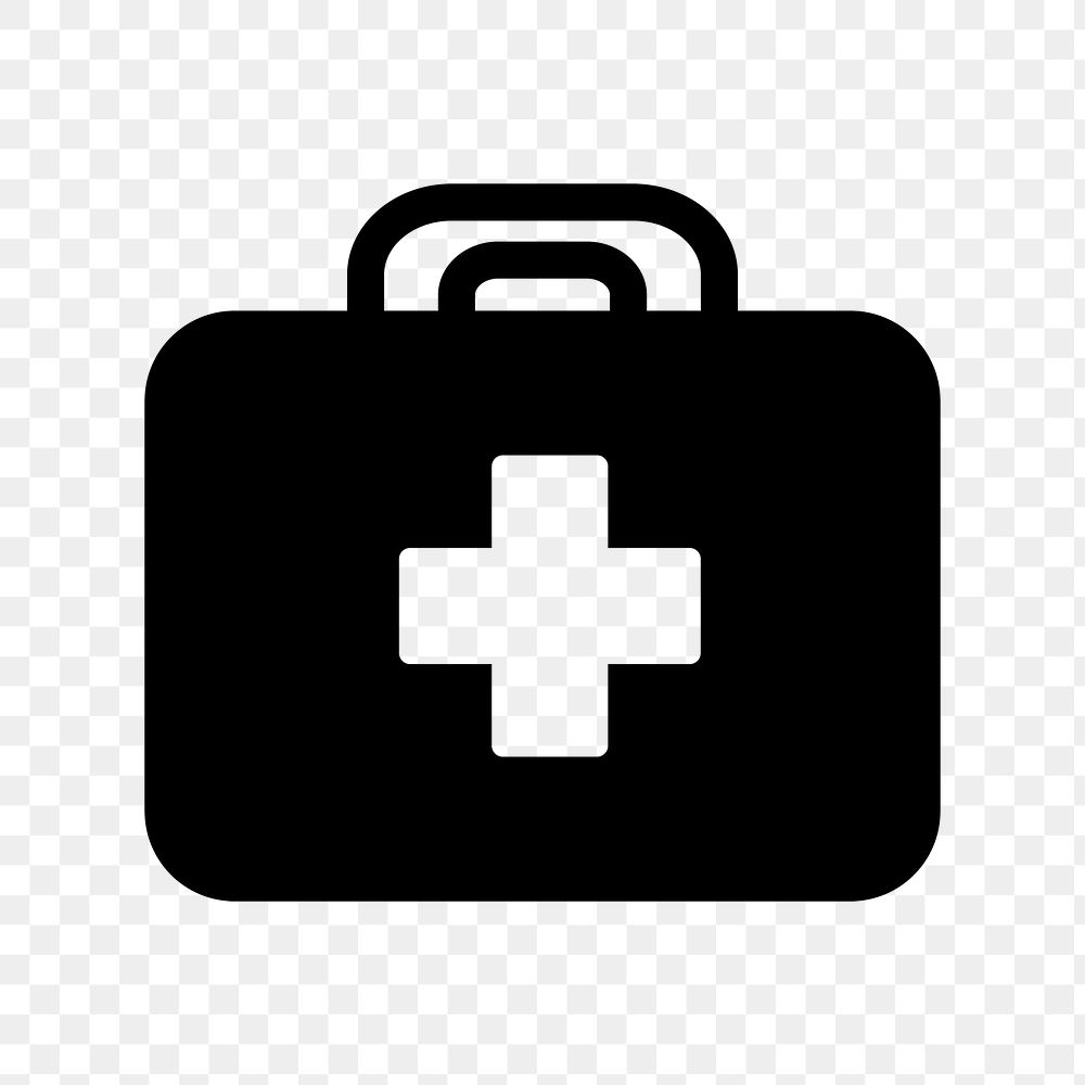 Png first aid icon sticker, black design, transparent background