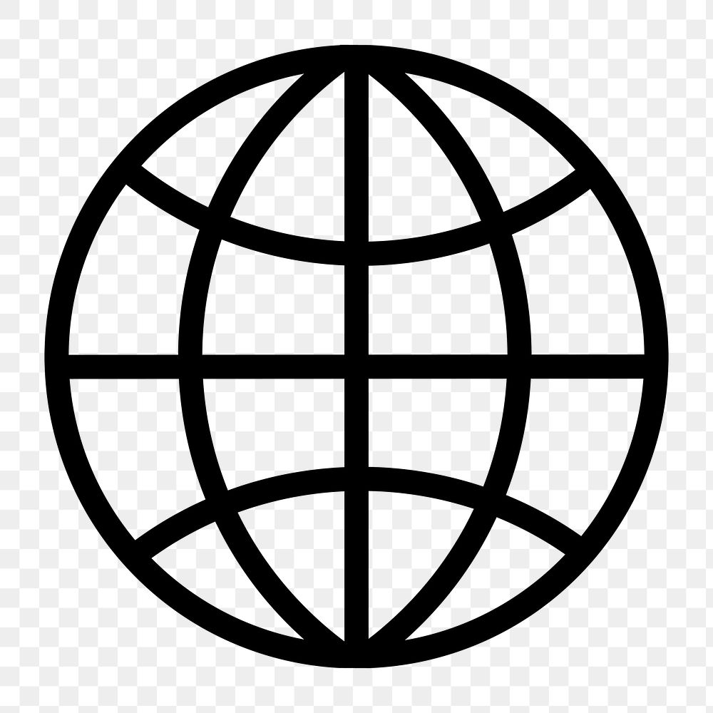 Global network png icon sticker, black design, transparent background