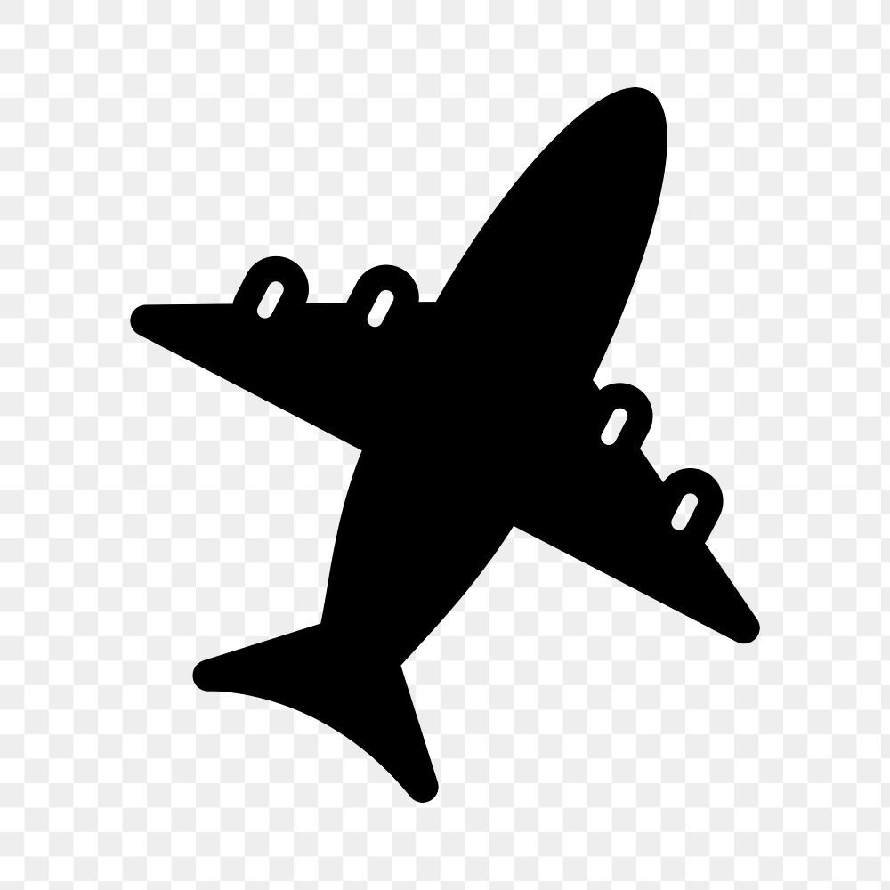 Airplane png icon sticker, black design, transparent background