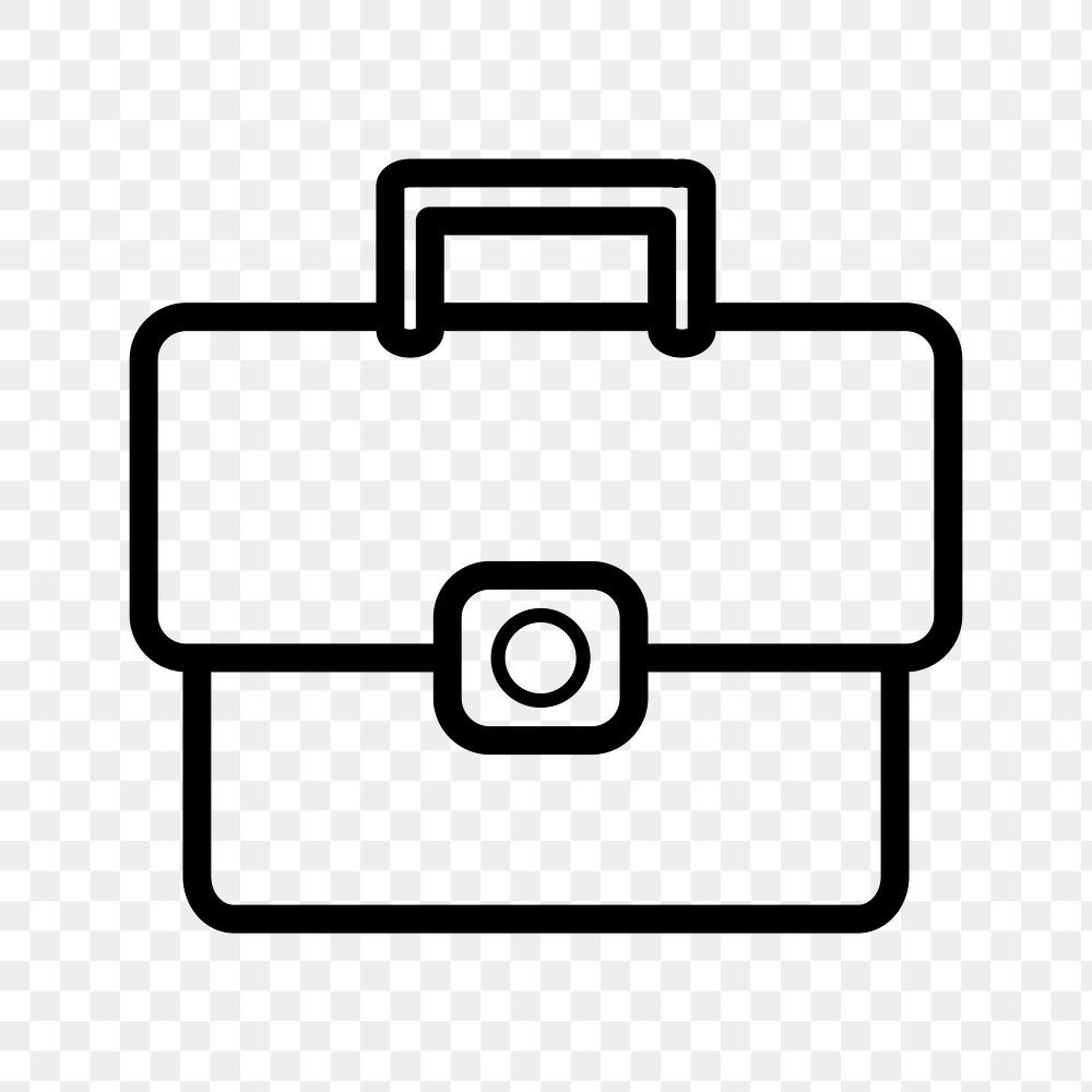 Briefcase png icon sticker, black design, transparent background