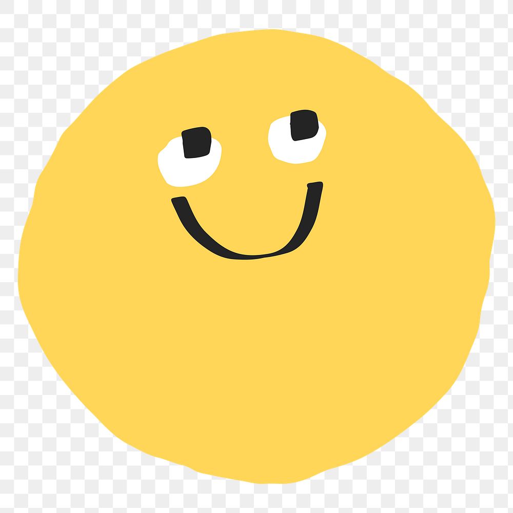Smiling emoji png sticker, cute doodle, transparent background