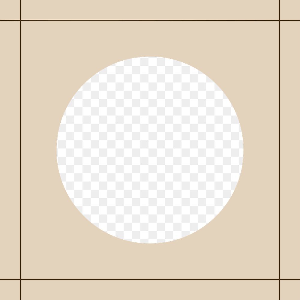 PNG round frame sticker, transparent design, beige background