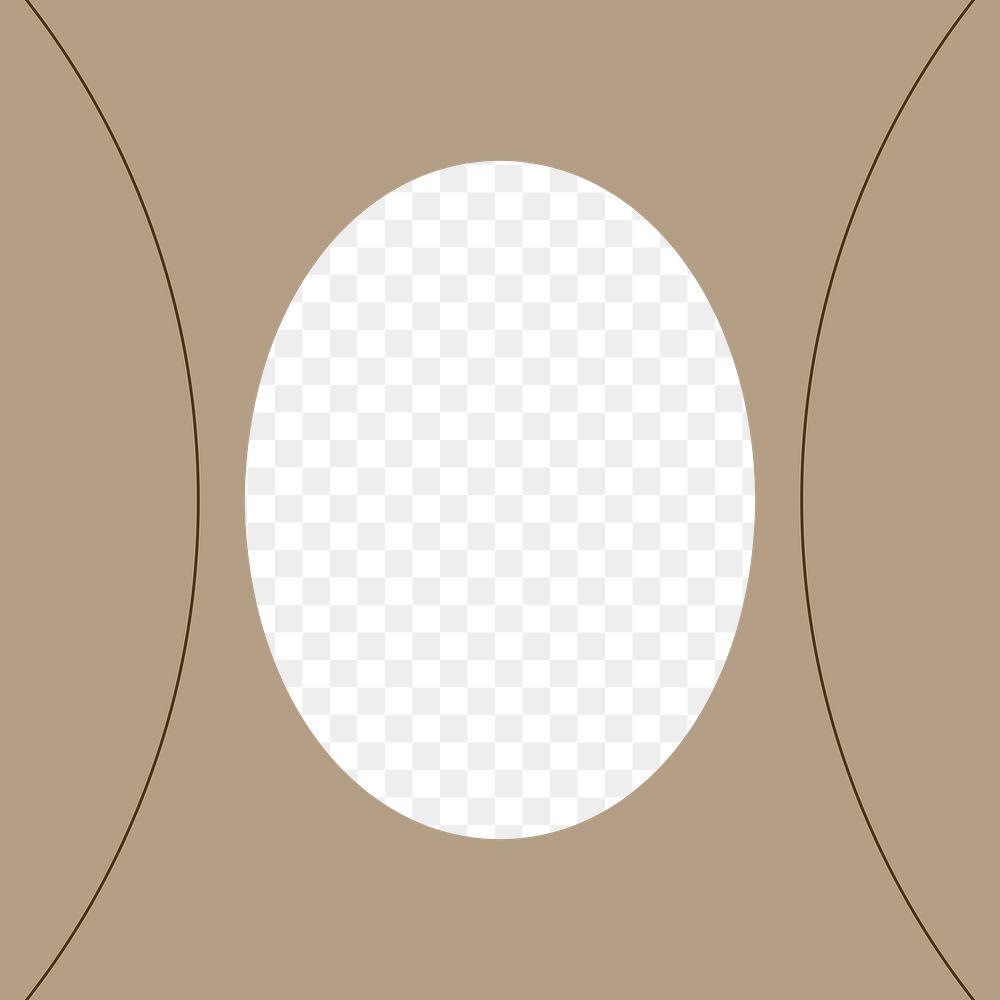 PNG oval frame, transparent design, brown background