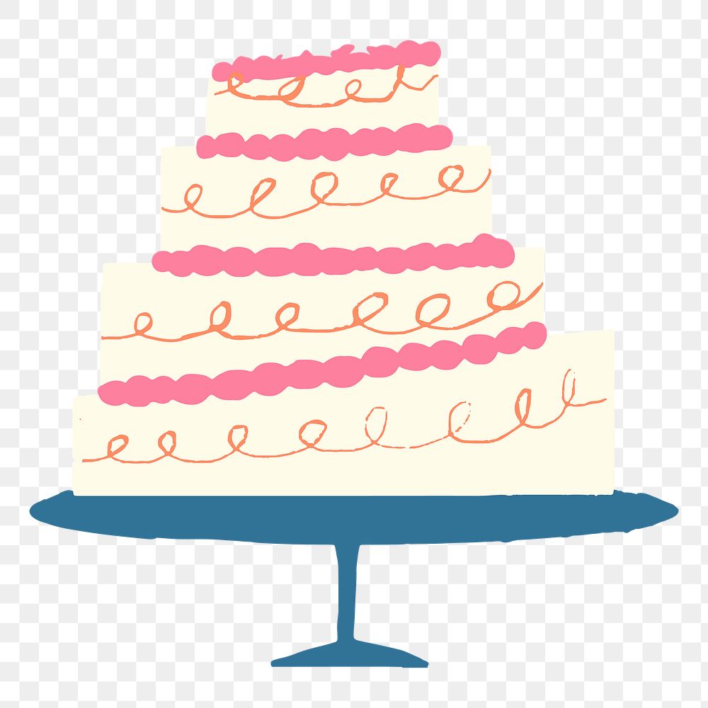 Wedding cake png sticker, cute doodle, transparent background