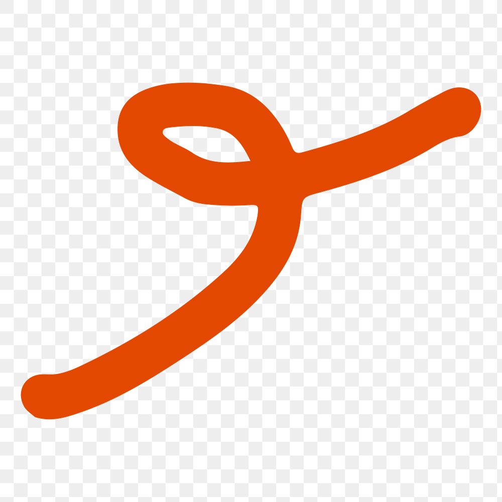 Doodle line png sticker, orange design, transparent background