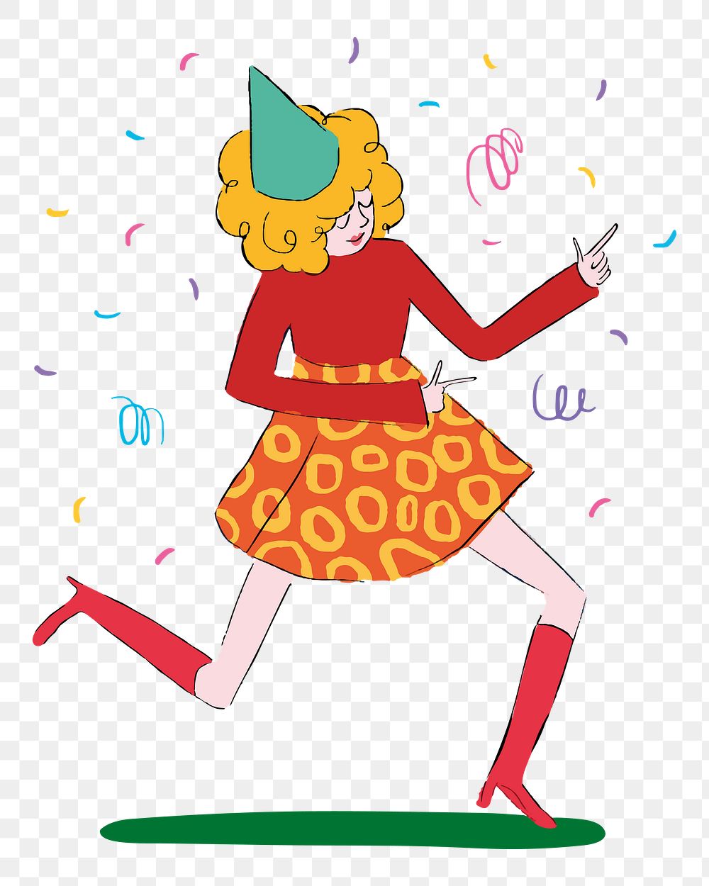 Dancing girl png sticker, drawing illustration, transparent background