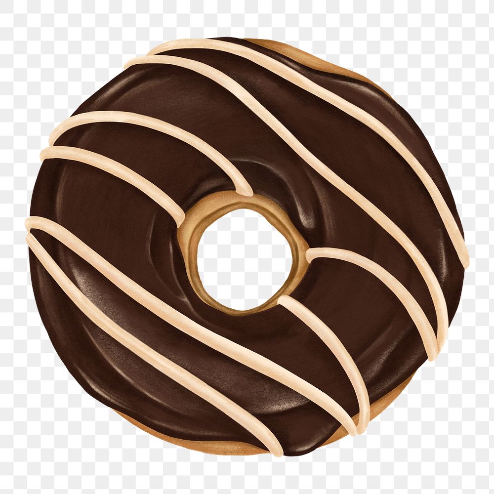 Chocolate donut png sticker, realistic illustration, transparent background